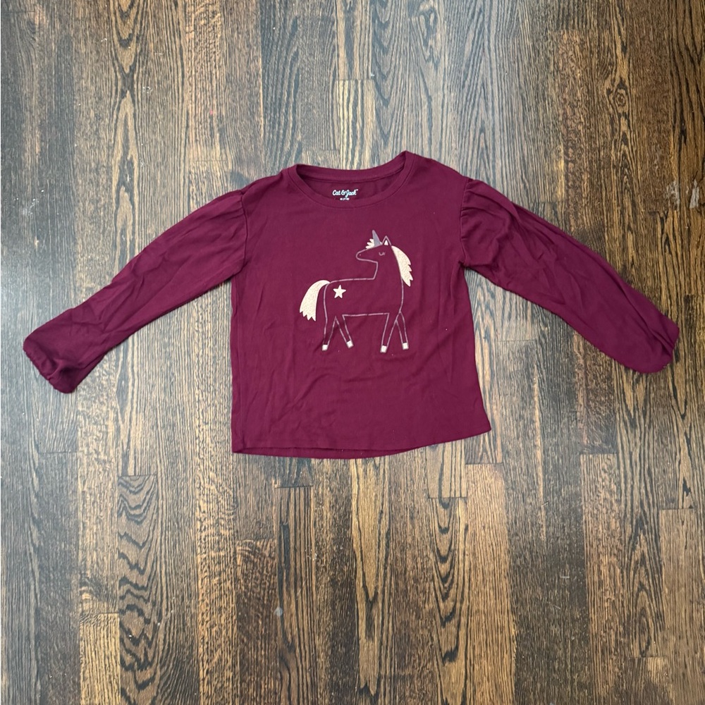 Cat & Jack Burgundy Unicorn Long Sleeve Tee